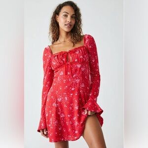 Free People Women's Tess Velvet-Trim Floral Mini Dress